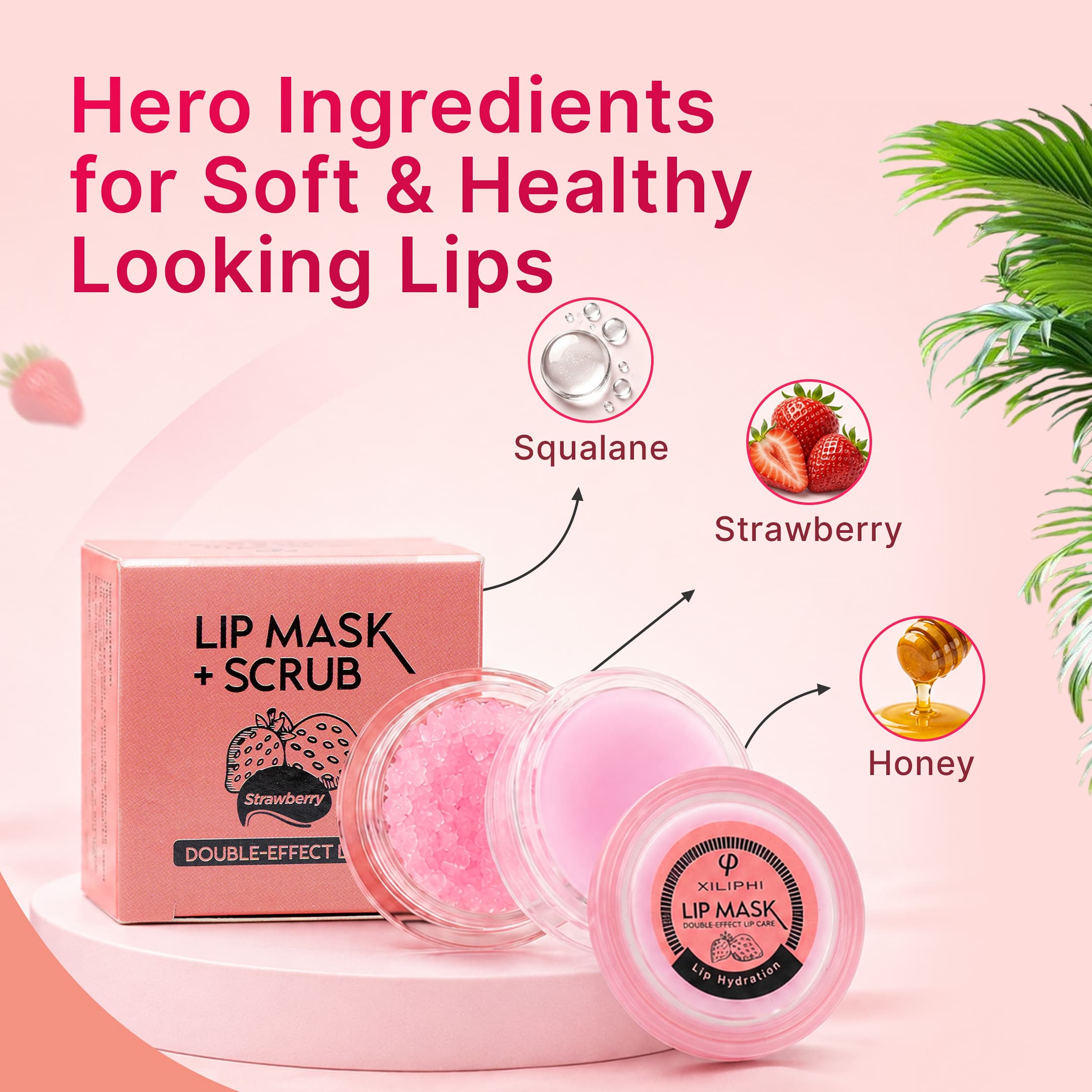 Strawberry Lip Mask/Scrub 2-in-1 infographic